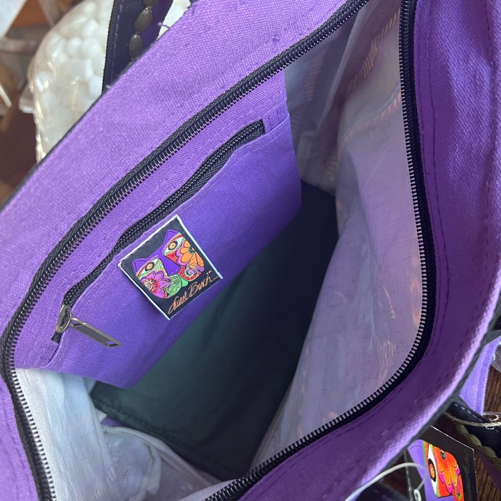 Laurel Burch Artistic Purple and Black Tote - Picture 3 of 10